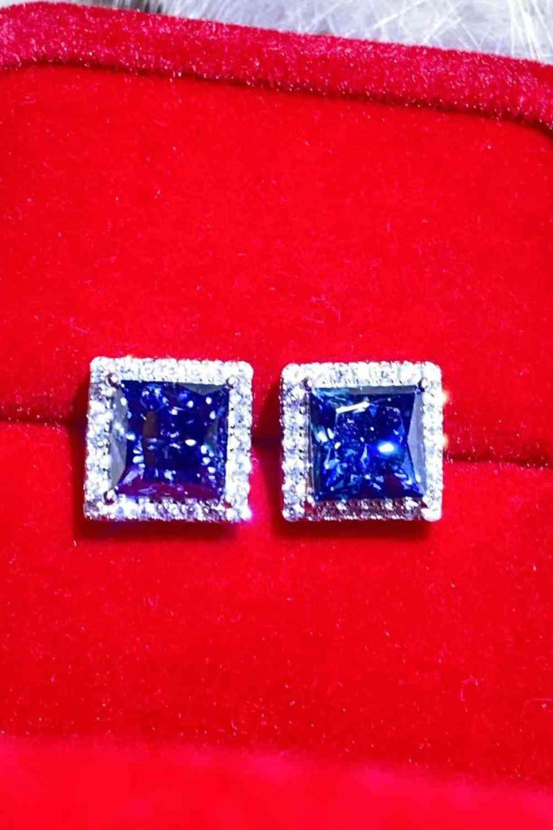 925 Sterling Silver 4 Carat Moissanite Square Earrings - Nova Luxe Charm