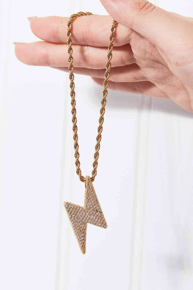 Brass Lightning Pendant Necklace - Nova Luxe Charm