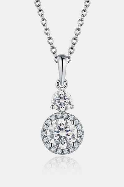 1 Carat Moissanite 925 Sterling Silver Pendant Necklace