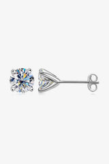 925 Sterling Silver 1 Carat Moissanite 4-Prong Stud Earrings - Nova Luxe Charm