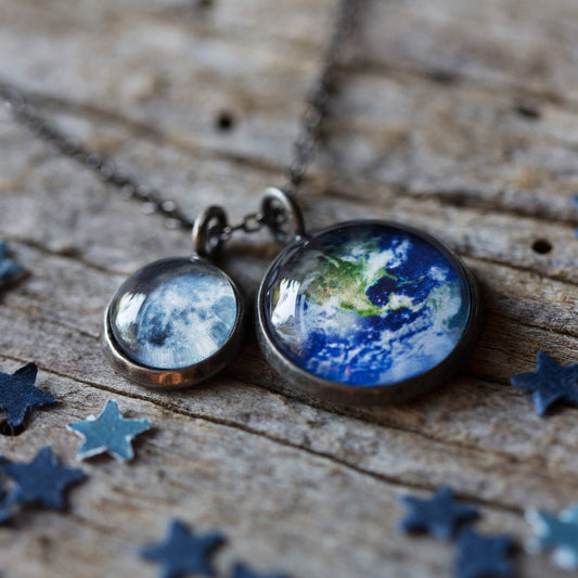Earth and Moon Layered Space Necklace - Nova Luxe Charm