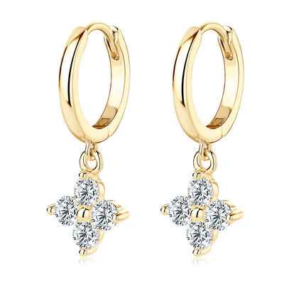 925 Sterling Silver Moissanite Hoop Drop Earrings