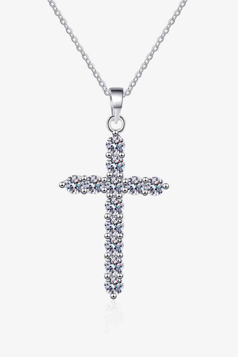 Adored 925 Sterling Silver Cross Moissanite Necklace - Nova Luxe Charm