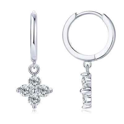 925 Sterling Silver Moissanite Hoop Drop Earrings